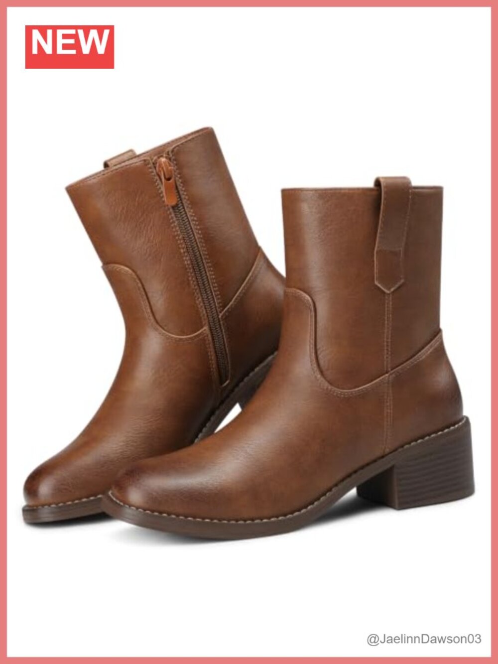 Women's Ankle Boots Comfortable Chunky Block Heel Square Toe Side Zipper Booties